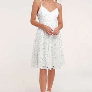 Lulus Nora Lee White Sleeveless Lace Midi Dress